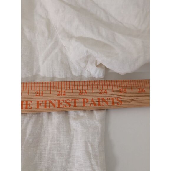CP Shades Linen Cotton Shirt Womens Size Large White Button Front Short Sleeve - Picture 12 of 13